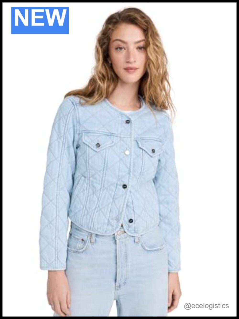 PAIGE Women's Jayla Cropped Quilted Jacket – Mid-Weight Denim, Satin Lining